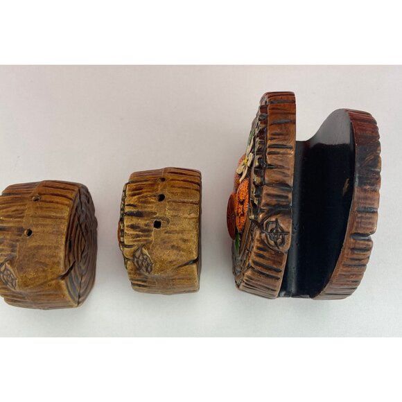 Vintage 70s salt & pepper shakers, Florida souvenirs, ceramic log shaped - Picture 8 of 10